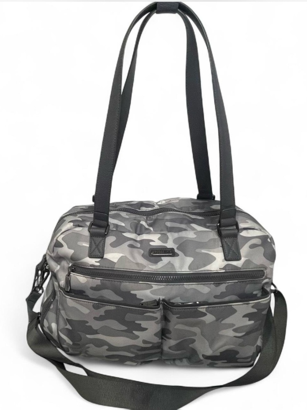 Baggallini Fifth Avenue Weekender Gray Camo Carry On Duffle Bag Overnight Travel